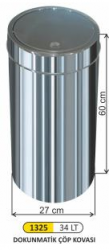 Arı Metal - Dokunmatik Çöp Kovası Paslanmaz 34 LT