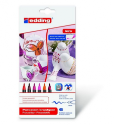 Edding - Edding Porselen Kalemi 6 lı Set Sıcak Renkler E-4200