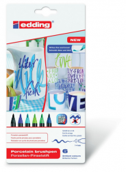 Edding - Edding Porselen Kalemi 6 lı Set Soğuk Renkler E-4200