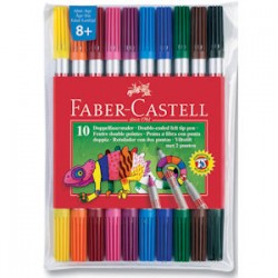 FABER-CASTELL - Faber Castell Çift Uçlu Keçeli Kalem 10 Renk