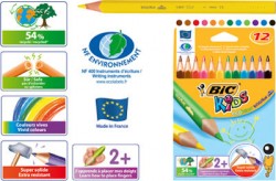 BIC - Bic Kids Evolutions Üçgen Gövde Jumbo Kuru Boya Kalemi 12 Renk