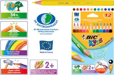 Bic Kids Evolutions Üçgen Gövde Jumbo Kuru Boya Kalemi 12 Renk
