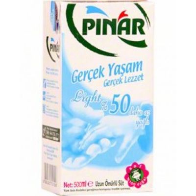 Pınar Light Süt 1 Litre %50 Daha Az Yağlı Süt (12′li Koli)