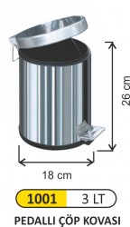 Arı Metal - Pedallı Çöp Kovası 3 LT