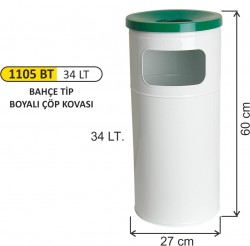 Arı Metal - Bahçe Tipi Küllüklü Çöp Kovası 34 LT