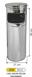 Arı Metal - Kolon Küllük Paslanmaz Çöp Kovası 20 LT