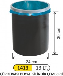 Arı Metal - Silindir Çemberli Çöp Kovası 13 LT