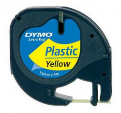 Dymo - Dymo LetraTag Plastik Şerit ( 12 mm X 4 mt ) , Sarı (59423)