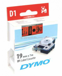 Dymo - DYMO D1 Yedek Şerit, 19 mm x 7 mt, Kırmızı/ Siyah ( 45807)