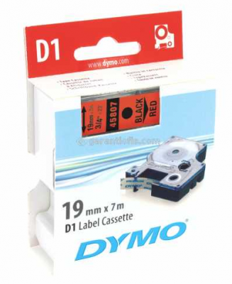 DYMO D1 Yedek Şerit, 19 mm x 7 mt, Kırmızı/ Siyah ( 45807)