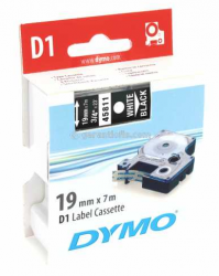 Dymo - DYMO D1 Yedek Şerit, 19 mm x 7 mt, Siyah/Beyaz (45811)