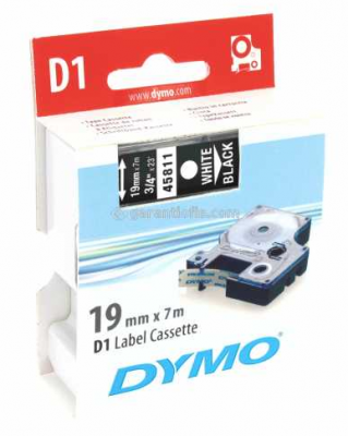 DYMO D1 Yedek Şerit, 19 mm x 7 mt, Siyah/Beyaz (45811)