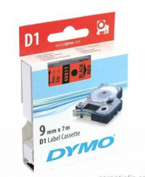 Dymo - Dymo D1 Yedek Şerit, 9 mm x 7 mt, Kırmızı/ Siyah (40917)