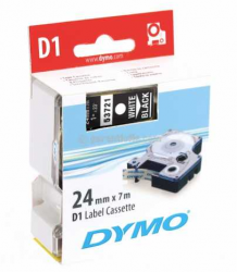 Dymo - Dymo D1 Yedek Şerit, 24 mm x 7 mt, Siyah/Beyaz (53721)