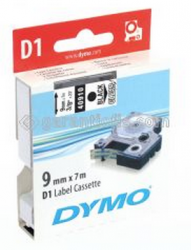 Dymo - Dymo D1 Yedek Şerit, 9 mm x 7 mt, Şeffaf/ Siyah (40910)