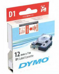 Dymo - Dymo D1 Yedek Şerit, 12 mm x 7 mt, Şeffaf/ Kırmızı (45012)