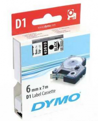 Dymo - Dymo D1 Yedek Şerit, 6 mm x 7 mt, Şeffaf/ Siyah (43610)