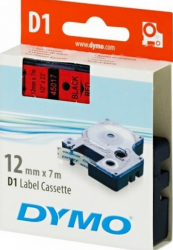 Dymo - Dymo D1 Yedek Şerit, 12 mm x 7 mt, Kırmızı/ Siyah (45017)