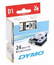 Dymo - Dymo D1 Yedek Şerit, 24 mm x 7 mt, Şeffaf/ Siyah (53710)
