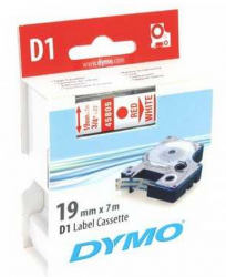 Dymo - Dymo D1 Yedek Şerit, 19 mm x 7 mt, Beyaz/ Kırmızı (45805)