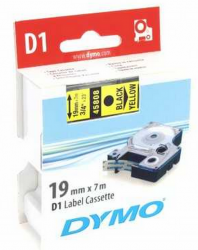 Dymo - Dymo D1 Yedek Şerit, 19 mm x 7 mt, Sarı/ Siyah ( 45808)