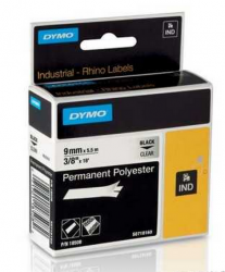 Dymo - Dymo RhinoPRO SabitPolyester Şerit 9mmx5,5m Şeffaf/Siyah 18508DMO