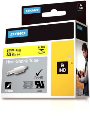 Dymo RhinoPRO Isıyla Küçülen Şerit 9mmx1,5m Beyaz/Siyah 18053