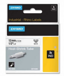 Dymo - Dymo RhinoPRO Isıyla Küçülen Şerit 12mmx1,5m Beyaz/Siyah 18055