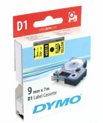 Dymo - Dymo D1 Yedek Şerit, 9 mm x 7 mt, Sarı/ Siyah (40918)
