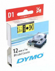 Dymo - Dymo D1 Yedek Şerit, 12 mm x 7 mt, Sarı/ Siyah (45018)