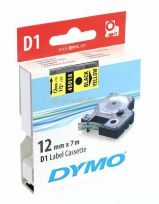 Dymo D1 Yedek Şerit, 12 mm x 7 mt, Sarı/ Siyah (45018)