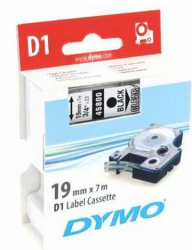 Dymo - Dymo D1 Yedek Şerit, 19 mm x 7 mt, Şeffaf/ Siyah (45800)