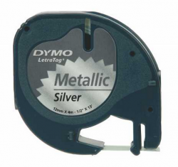 Dymo - Dymo LetraTag Metalik Şerit ( 12 mm x 4 mt ), Gri (59429)