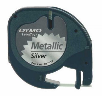 Dymo LetraTag Metalik Şerit ( 12 mm x 4 mt ), Gri (59429)