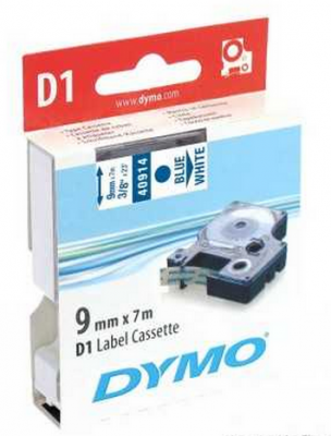 Dymo D1 Yedek Şerit, 9 mm x 7 mt, Beyaz/ Mavi (40914)