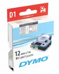 Dymo - Dymo D1 Yedek Şerit, 12 mm x 7 mt, Şeffaf / Beyaz (45020)
