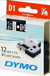Dymo - Dymo D1 Yedek Şerit, 12 mm x 7 mt, Siyah/ Beyaz (45021)
