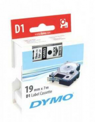Dymo - Dymo D1 Yedek Şerit, 19 mm x 7 mt, Beyaz/ Siyah (45803)