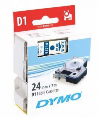 Dymo D1 Yedek Şerit, 24 mm x 7 mt, Beyaz/ Mavi (53714)