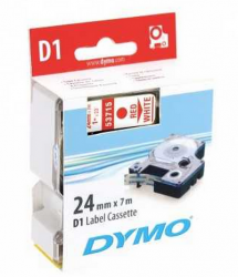 Dymo - Dymo D1 Yedek Şerit, 24 mm x 7 mt, Beyaz/ Kırmızı (53715)