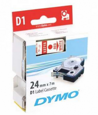 Dymo D1 Yedek Şerit, 24 mm x 7 mt, Beyaz/ Kırmızı (53715)