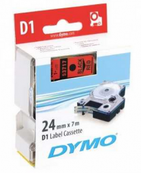 Dymo - DymoD1 Yedek Şerit, 24 mm x 7 mt, Kırmızı/Siyah (53717)