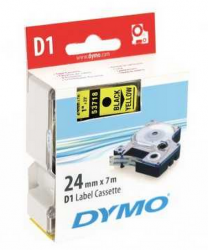 Dymo - Dymo D1 Yedek Şerit, 24 mm x 7 mt, Sarı/Siyah (53718)