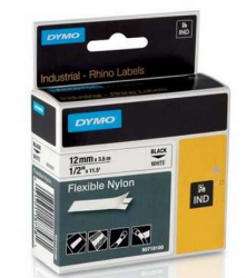 Dymo - Dymo RhinoPRO Esnek Naylon Şerit 12mmx3,5m Beyaz/Siyah 18488