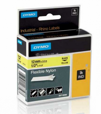 Dymo RhinoPRO Esnek Naylon Serit 12mmx3,5m Sarı/Siyah 18490