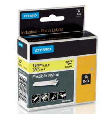 Dymo RhinoPRO Esnek Naylon Serit 19mmx3,5m Sarı/Siyah 18491