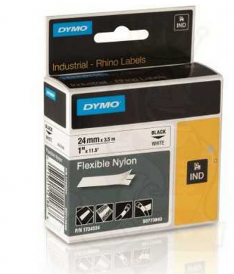 Dymo RhinoPRO Esnek Naylon Şerit 24 mmx3.5m Beyaz/Siyah 1734524