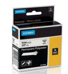 Dymo - Dymo RhinoPRO SabitPolyester Şerit 9mmx5,5m Beyaz/Siyah 18482