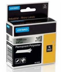 Dymo - Dymo RhinoPRO SabitPolyester Şerit 19mmx5,5m Metalik Gri/Siyah 18487