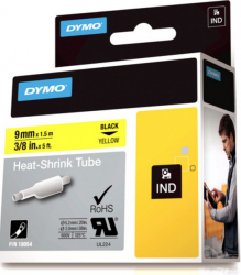 Dymo - Dymo RhinoPRO Isıyla Küçülen Şerit 9mmx1,5m Sarı/Siyah 18054